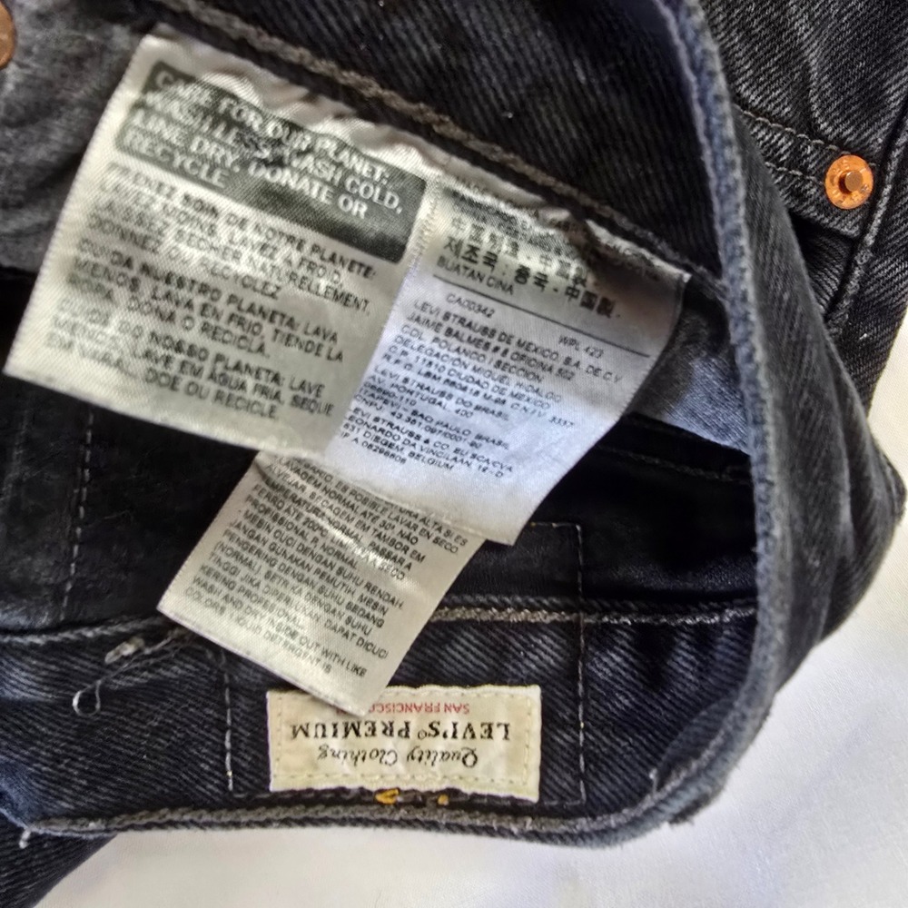 Levis 501 S Skinny Jeans Womens Black Distressed High Rise Denim W30/28 - Picture 8 of 9